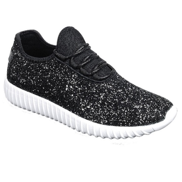 Shoes - Black Glitter Sneakers 7.5